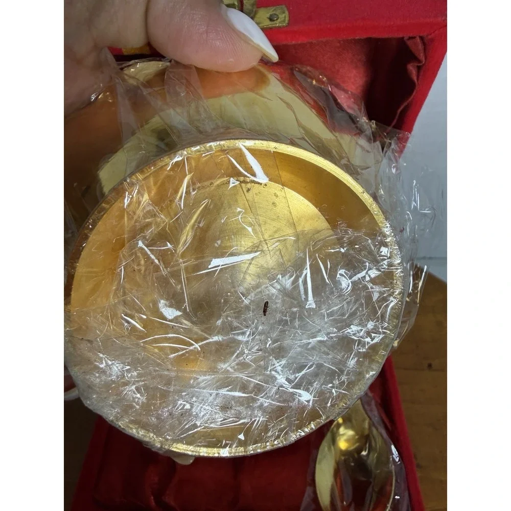 Indian‎ Gold & Silver Plated Bowl with Spoon in box